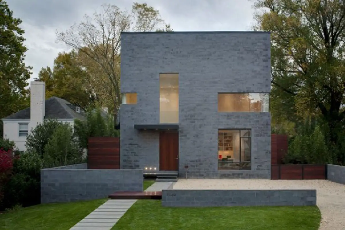 Grey Stone Square House Simple Style