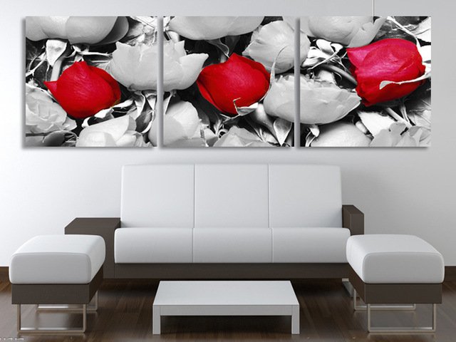 3 panels wall art rose design for front wall design