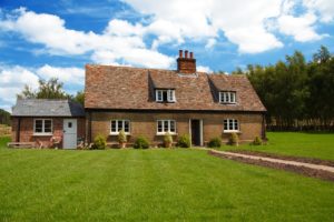 Beautiful garden and grass traditional house