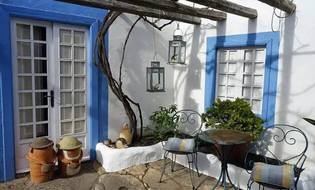 backyard seating area cozy spain rest blue