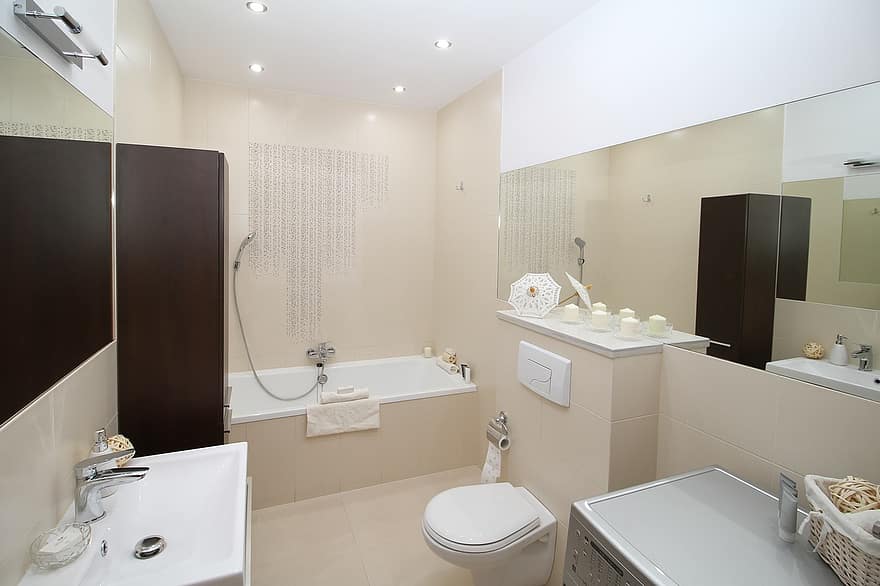 bathroom bath wc toilet sink mirror apartment room house