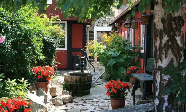 bornholm denmark backyard garden fountain