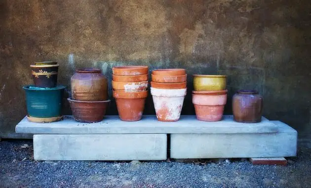 flower pots terracotta piles painted pottery rustic earthenware gardening