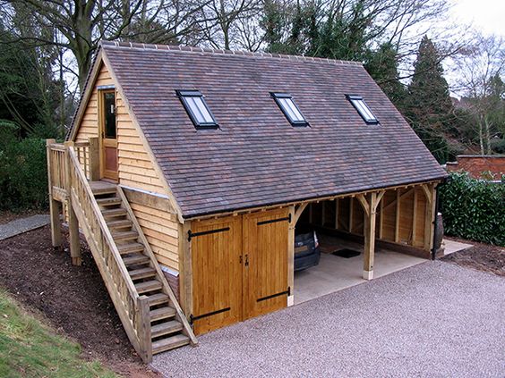 minimalist wooden garage