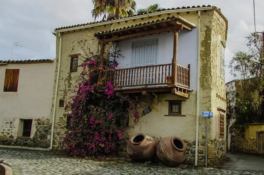 old house traditional architecture village street rural pera oreinis cyprus