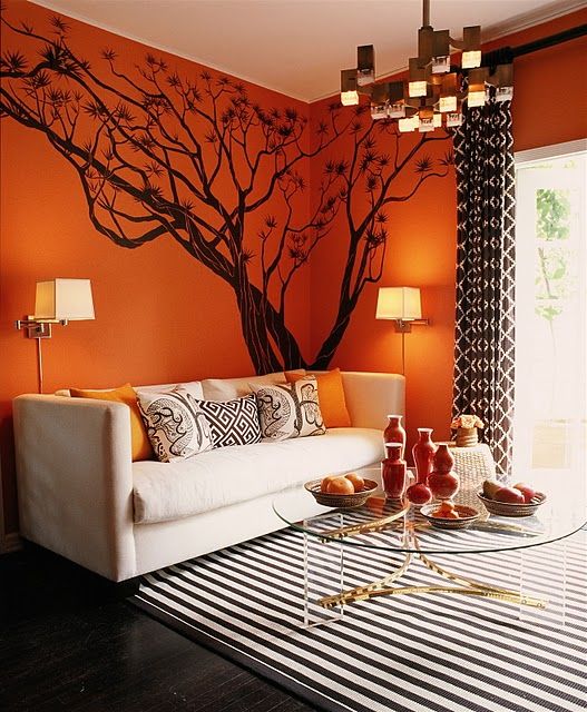 orange wall color interior