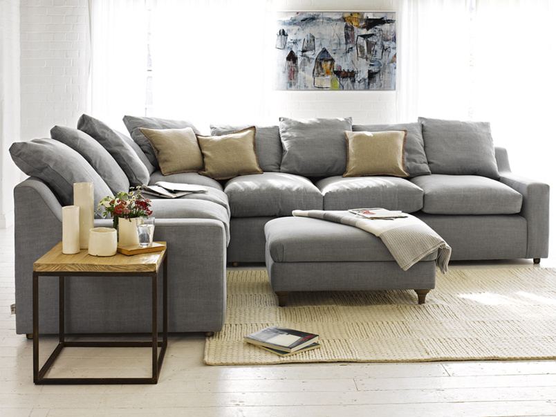 sofa grey sets with pillow and lots of seats with table