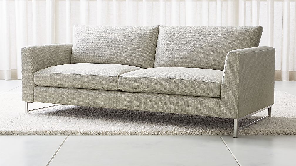 sofa grey with long seats and legs