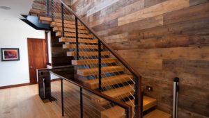 wall and stairs with recyle wood