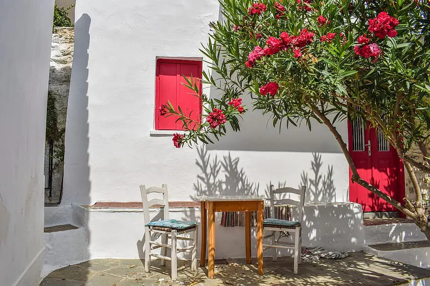 yard table chairs house red corner architecture traditional island