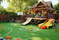 Kids backyard with sports and recreation area