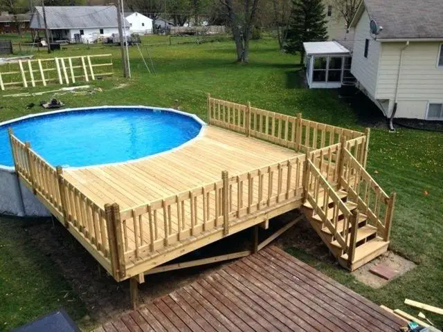 above ground pool with deck