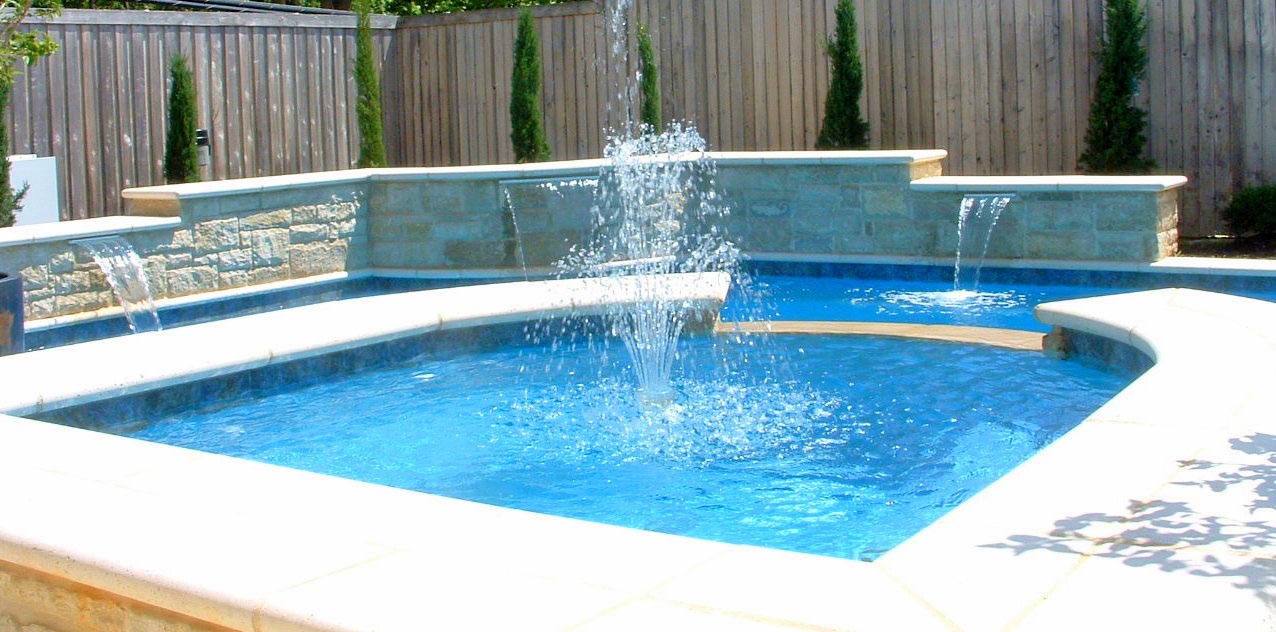 backyard fountain and pool
