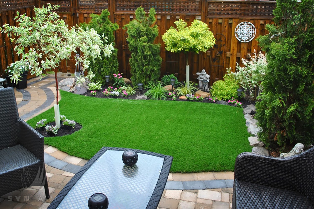 backyard patio and grass