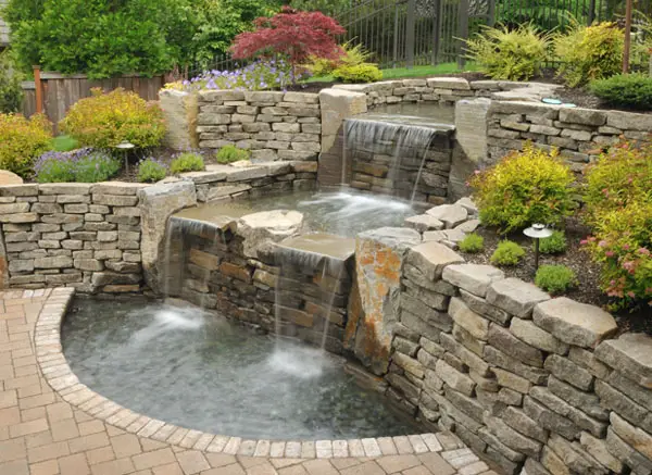 beautiful backyard waterfall and pond