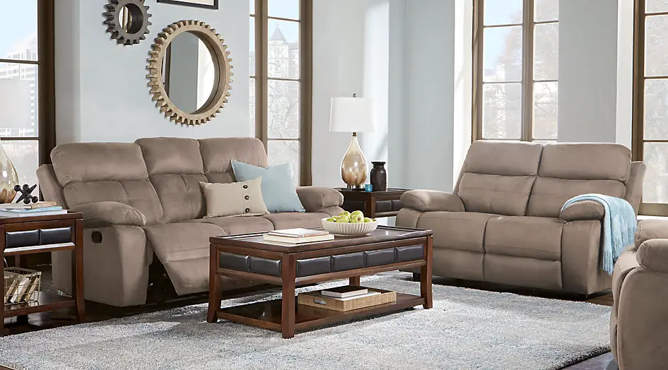 brown sofa style with wooden table design