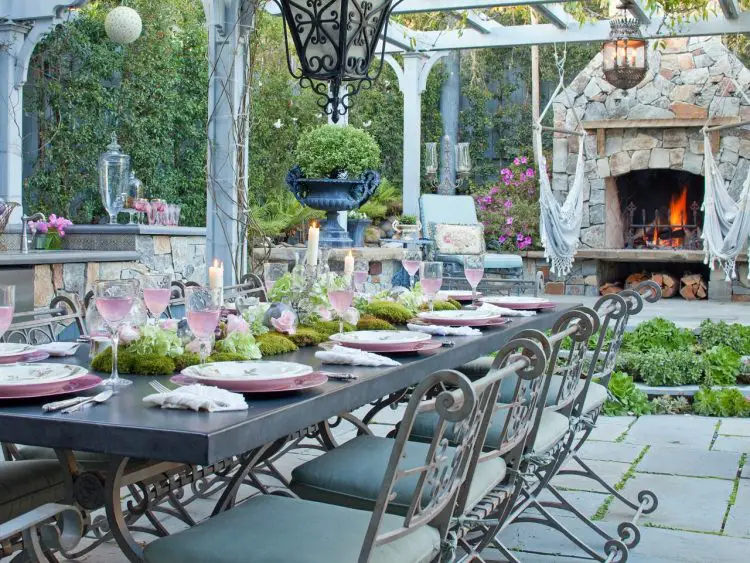 classic backyard dining area