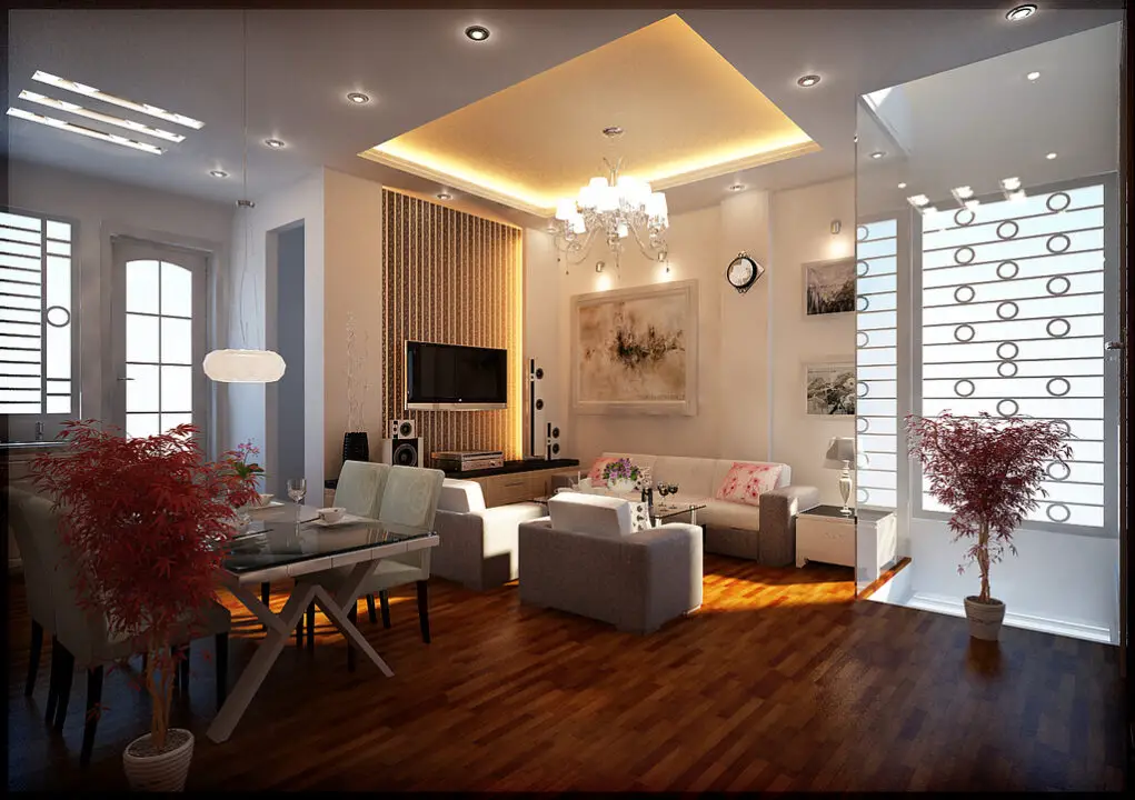 decoration with light design and wooden floor