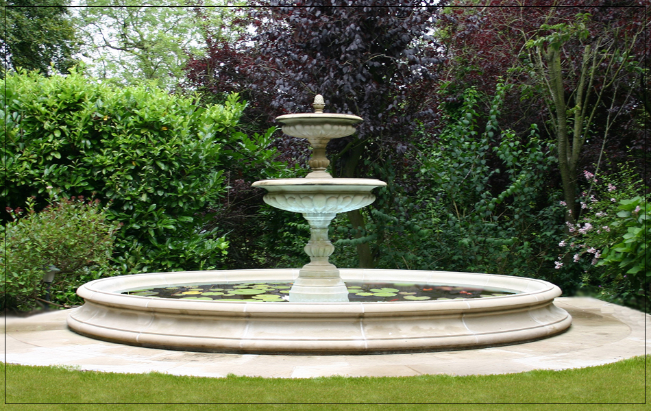 garden fountain and pool