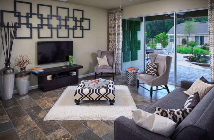 geometric pattern on living room interior design