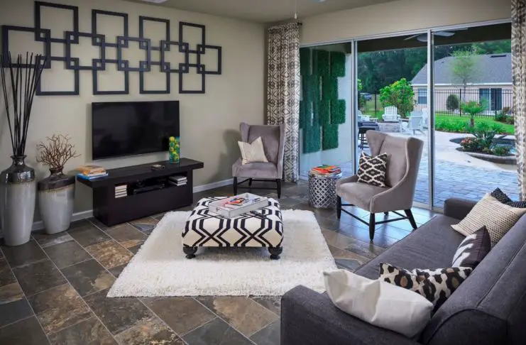 geometric pattern on living room interior design