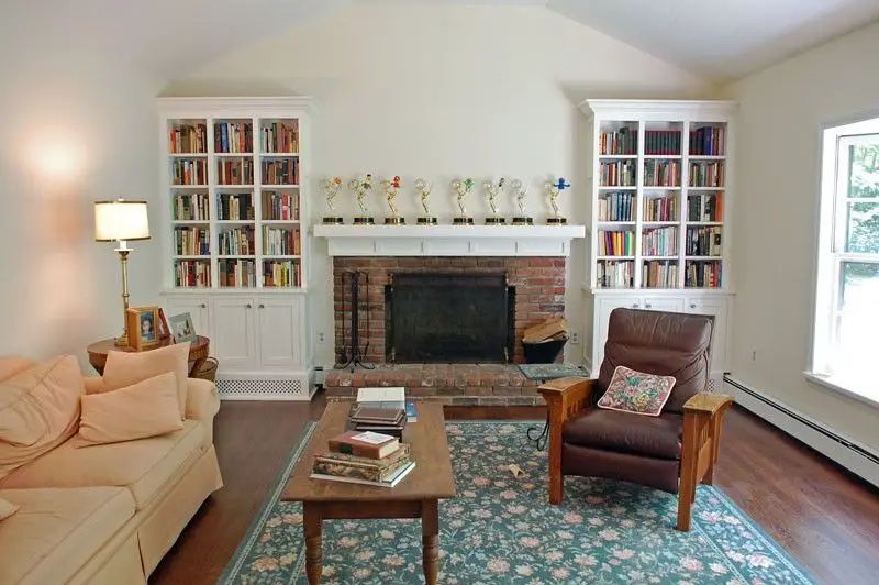 living room with bookcase