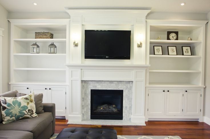 minimalist fireplace with shelving