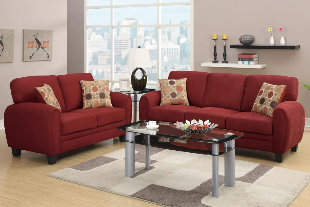 red color sofa design