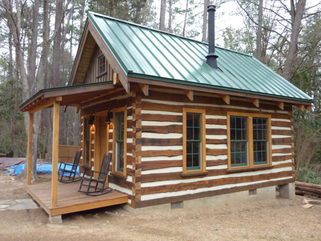 rustic log cabin building