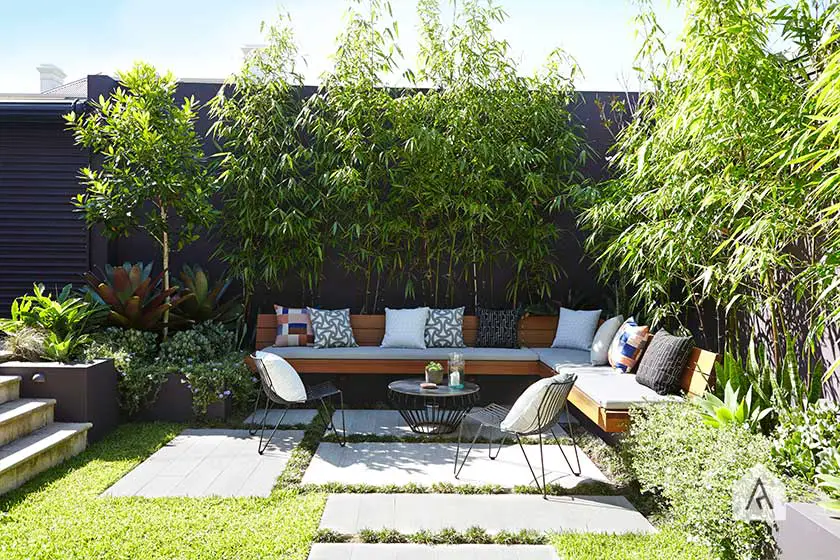 simple backyard dining area