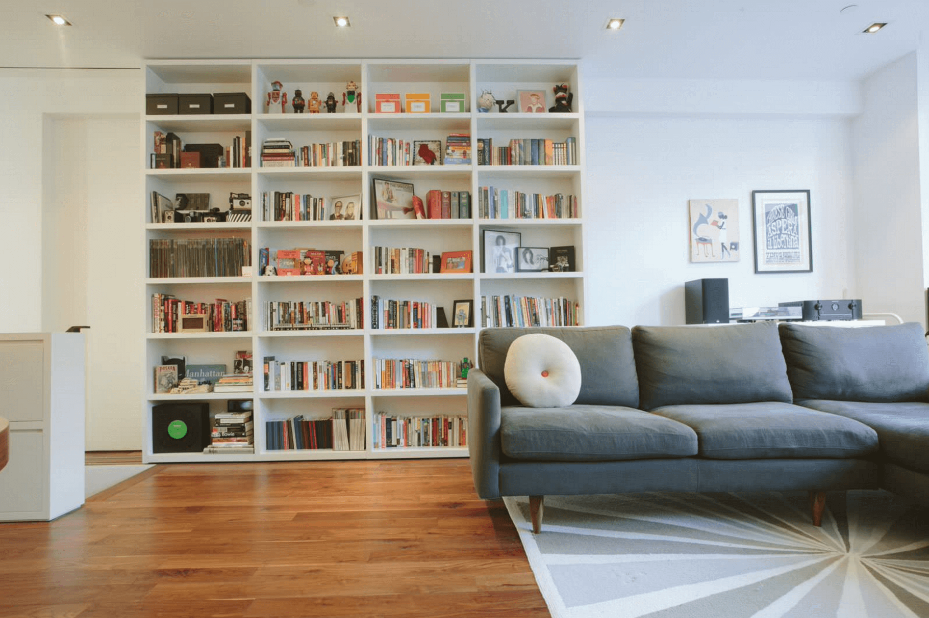 white living room shelving unit