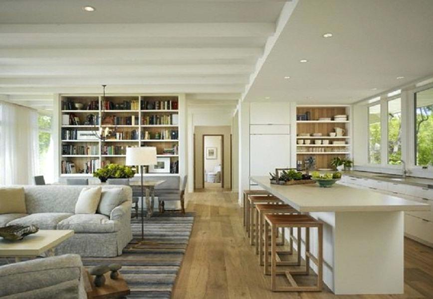 wooden floor kitchen and living room ideas