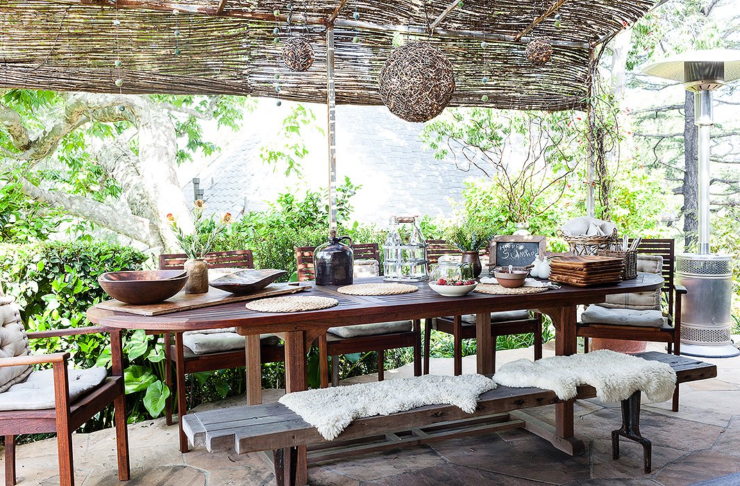 wooden furniture backyard dining areas