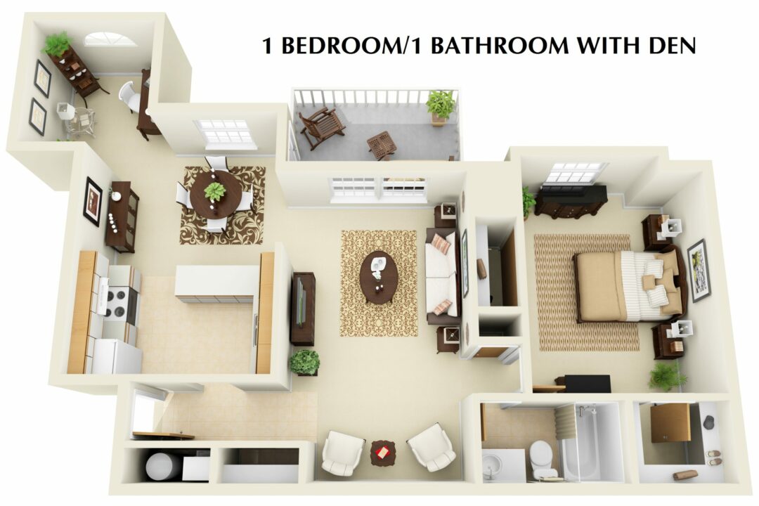1 bedroom 1 bathroom with den
