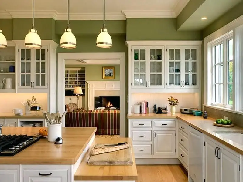 green wall vintage kitchen design ideas