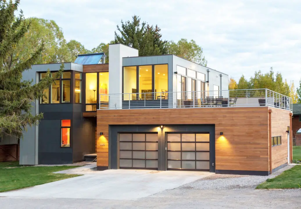 modular home with garage inside