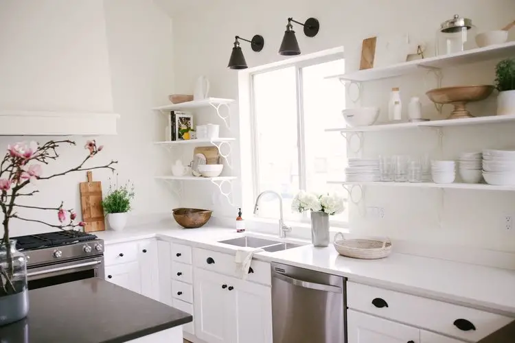 white cabinets black and white design