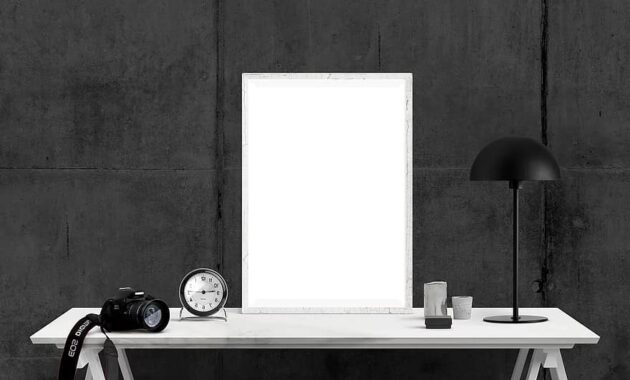 poster mockup imac interior desk