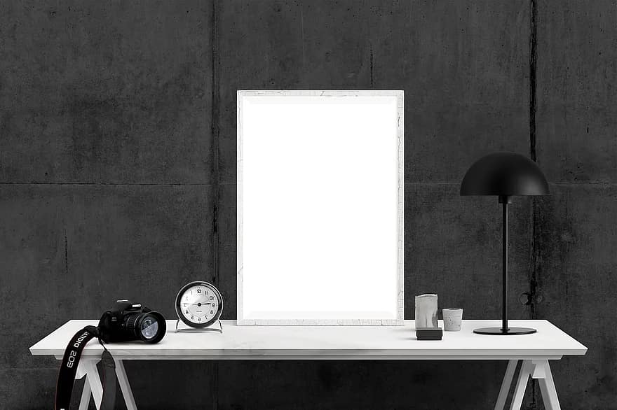 poster mockup imac interior desk