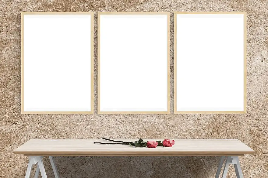 poster mockup wall template presentation desk portrait decor stock