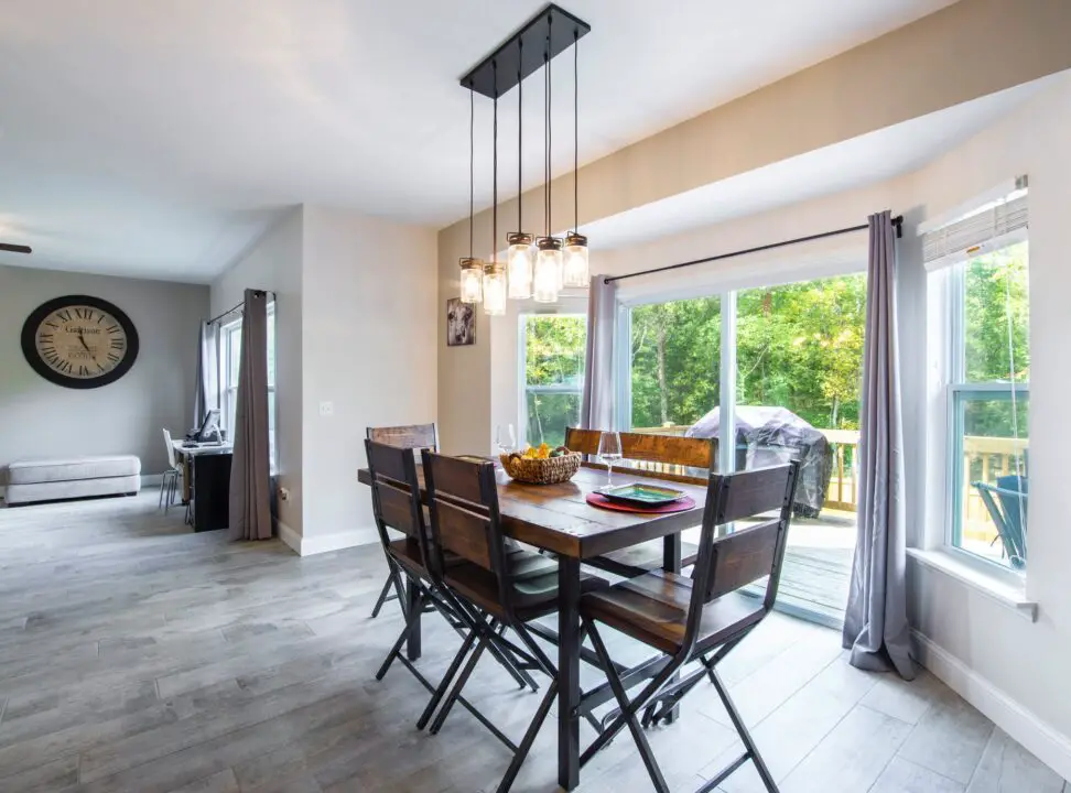 Brown Wooden Table and White Decoration