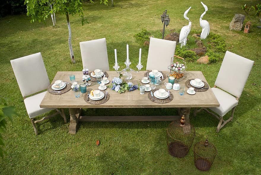 furniture table grass garden summer background motif no people copy space