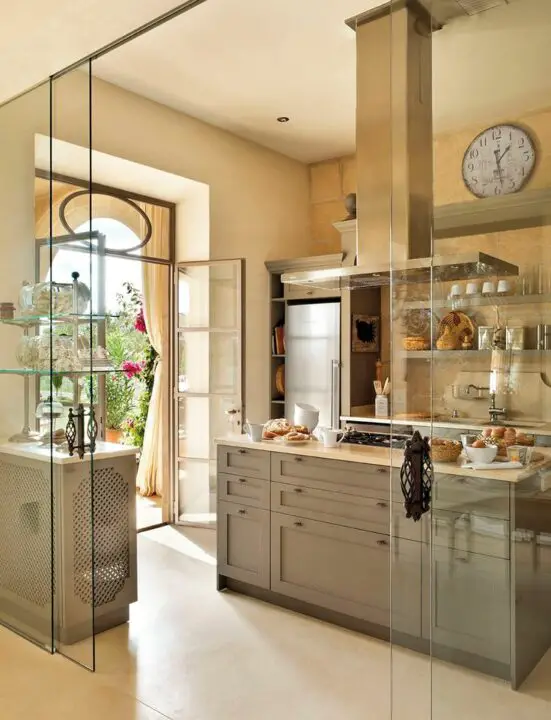 glass kitchen layout