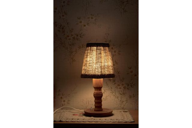 night table lamp light bedside table shining lighting electric light rays warm white light bulb