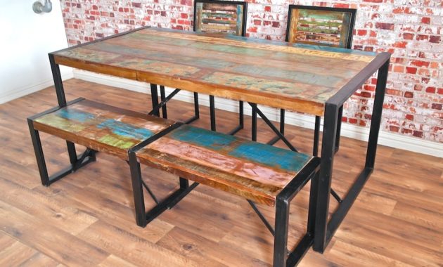 wood and steel table set furniture ideas