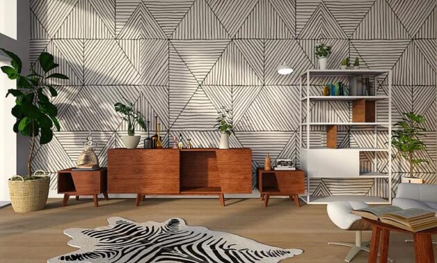 shelves carpet geometric pattern room light furniture modern be the interior of the