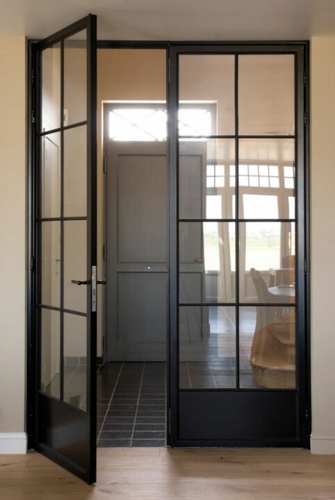 steel doors with glass