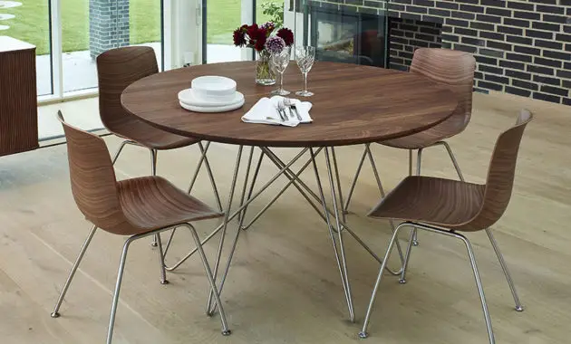 wooden round dining table