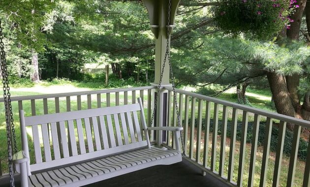 porch swing green white summer house yard relax wooden