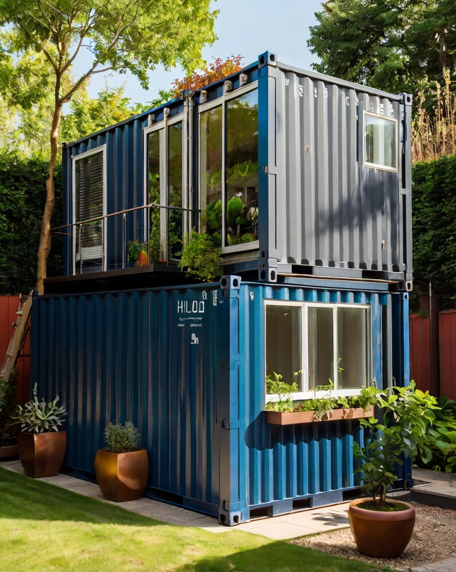 Default container house with little garden and window planter 1